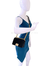 Chanel Small Boy Flap Bag Black Velvet Emerald-Cut Crystal Clasp GHW UGC