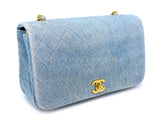 Chanel 1989 Vintage Light Denim Full Flap Bag 24k GHW 5CT