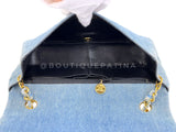 Chanel 1989 Vintage Light Denim Full Flap Bag 24k GHW 5CT