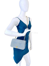 Chanel 1989 Vintage Light Denim Full Flap Bag 24k GHW 5CT