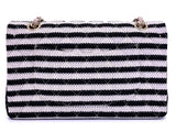 Chanel 2014 Black Striped Coco Sailor Pearl Medium Classic Double Flap Bag GHW H68