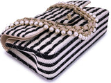 Chanel 2014 Black Striped Coco Sailor Pearl Medium Classic Double Flap Bag GHW H68