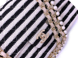 Chanel 2014 Black Striped Coco Sailor Pearl Medium Classic Double Flap Bag GHW H68