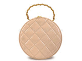 Chanel 95P Vintage "Barbie" Round Vanity Bag Beige Patent 24k GHW E0R