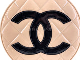 Chanel 95P Vintage "Barbie" Round Vanity Bag Beige Patent 24k GHW E0R