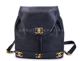 Rare Pristine Chanel 1994 Vintage Black Caviar Triple CC Large Backpack Bag 24k GHW V27