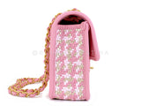 Chanel 23C Woven Houndstooth Pink Gold White Flap Bag GHW 72B