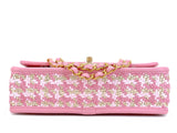 Chanel 23C Woven Houndstooth Pink Gold White Flap Bag GHW 72B