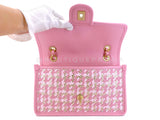 Chanel 23C Woven Houndstooth Pink Gold White Flap Bag GHW 72B