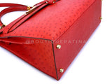 Hermès Red Ostrich 32cm Kelly Bag Sellier 24k GHW G3W