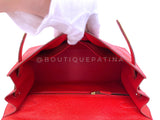 Hermès Red Ostrich 32cm Kelly Bag Sellier 24k GHW G3W
