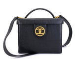 Chanel 1995 Vintage Caviar Box Vanity Case w Strap Bag 24k GHW Z5M
