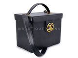 Chanel 1995 Vintage Caviar Box Vanity Case w Strap Bag 24k GHW Z5M