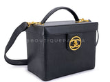 Chanel 1995 Vintage Caviar Box Vanity Case w Strap Bag 24k GHW Z5M