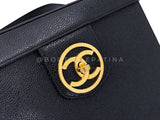 Chanel 1995 Vintage Caviar Box Vanity Case w Strap Bag 24k GHW Z5M