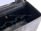 Chanel 1995 Vintage Caviar Box Vanity Case w Strap Bag 24k GHW Z5M