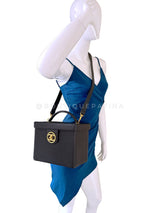 Chanel 1995 Vintage Caviar Box Vanity Case w Strap Bag 24k GHW Z5M