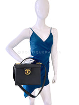 Chanel 1995 Vintage Caviar Box Vanity Case w Strap Bag 24k GHW Z5M