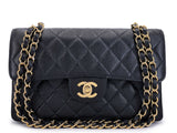 Chanel 2002 Vintage Black Caviar Small Classic Double Flap Bag 24k GHW 9TI