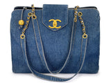 Chanel 1996 Vintage Blue Denim Supermodel Weekender XL Bag 24k GHW H76