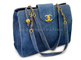 Chanel 1996 Vintage Blue Denim Supermodel Weekender XL Bag 24k GHW H76