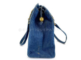 Chanel 1996 Vintage Blue Denim Supermodel Weekender XL Bag 24k GHW H76