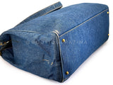 Chanel 1996 Vintage Blue Denim Supermodel Weekender XL Bag 24k GHW H76