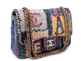 Rare 2012 Chanel Jumbo Denim Patchwork Flap Bag SHW F2P