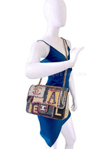 Rare 2012 Chanel Jumbo Denim Patchwork Flap Bag SHW F2P