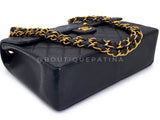 Chanel 2003 Vintage Black Caviar Jumbo Classic Flap Bag 24k GHW UVR