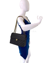 Chanel 2003 Vintage Black Caviar Jumbo Classic Flap Bag 24k GHW UVR