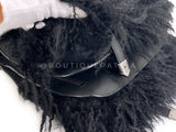 Rare Chanel 14A Black Mongolian Lamb Fur Paris-Dallas Fringe Saddle XL Flap Bag 2TX