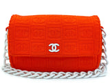 Chanel 2002 Vintage Dark Orange Terry Sport Line Flap Bag Resin Chain XIL