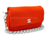 Chanel 2002 Vintage Dark Orange Terry Sport Line Flap Bag Resin Chain XIL