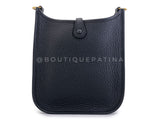 NIB Hermes Black Clemence Mini Evelyne TPM Bag 24k GHW TU4
