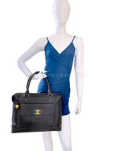 Chanel 1995 Vintage Giant Black Caviar Soft Briefcase Bag 24k GHW 7SC