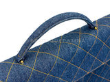 Chanel Vintage 1997 Blue Denim Briefcase Tote Bag 24k GHW KBY