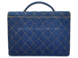 Chanel Vintage 1997 Blue Denim Briefcase Tote Bag 24k GHW KBY