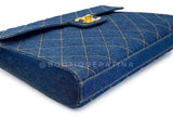 Chanel Vintage 1997 Blue Denim Briefcase Tote Bag 24k GHW KBY