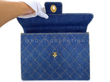 Chanel Vintage 1997 Blue Denim Briefcase Tote Bag 24k GHW KBY