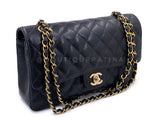 Chanel 2004 Vintage Black Caviar Medium Classic Double Flap Bag 24k GHW D3R