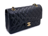 Chanel 2004 Vintage Black Caviar Medium Classic Double Flap Bag 24k GHW D3R