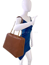 Chanel 1998 Vintage Brown Caviar XL Timeless Tote Bag 24k GHW NKH