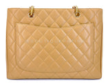 Chanel Vintage 2008 Camel Beige Caviar Grand Shopper Tote GST Bag GHW RLI