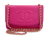 Chanel 2000 Vintage Fuchsia Pink Caviar Timeless Classic Wallet on Chain WOC Bag 24k GHW ACG