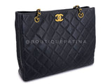 Chanel 90s Vintage Black Caviar Timeless Medium Turnlock Shopper Tote Bag 24k GHW EMO
