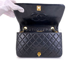 Pristine Chanel 1989 Vintage Black Lambskin Medium Full Flap Bag 24k GHW XQF