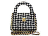 Chanel 24A Black White Houndstooth Small Kelly 2-Way Flap Bag 6NV