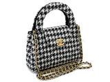 Chanel 24A Black White Houndstooth Small Kelly 2-Way Flap Bag 6NV
