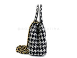 Chanel 24A Black White Houndstooth Small Kelly 2-Way Flap Bag 6NV